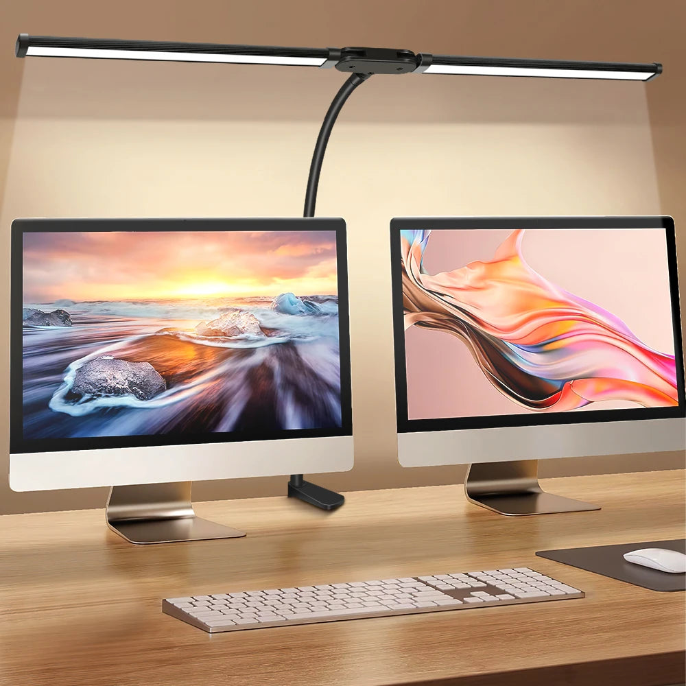 Lampe de bureau LED à double tête avec pince