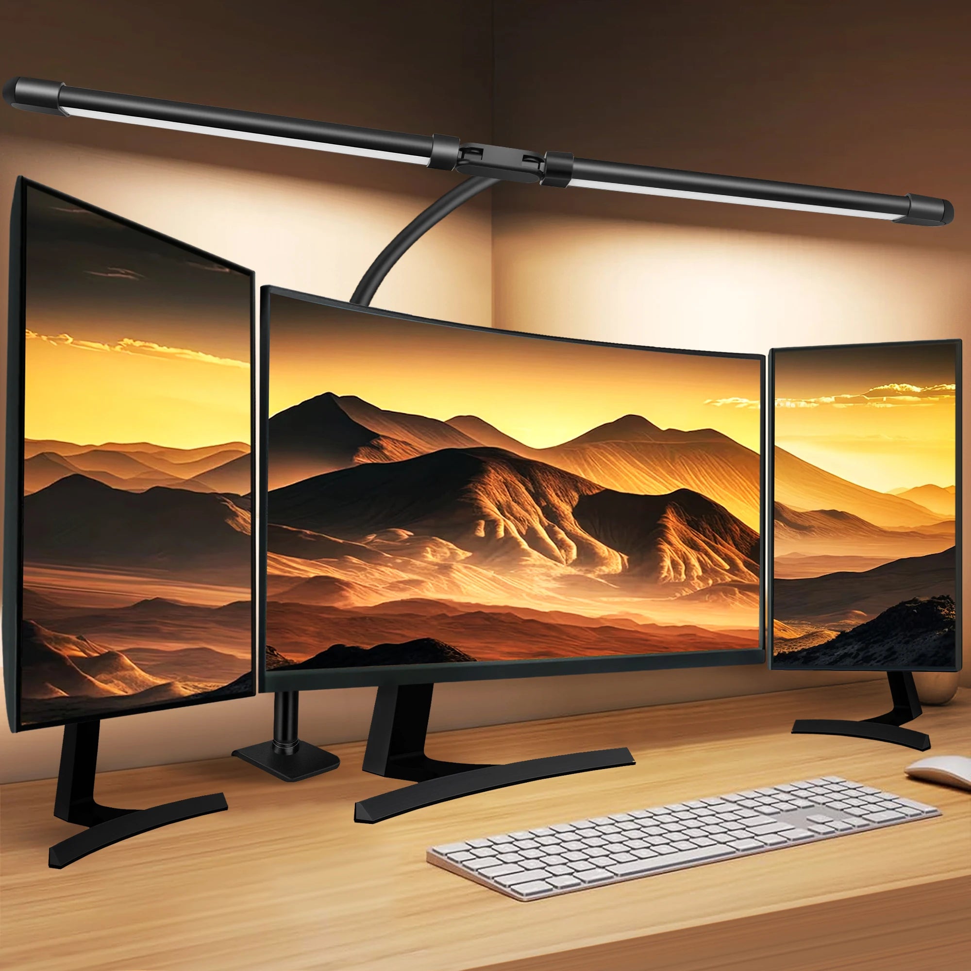 Lampe de bureau LED à double tête avec pince